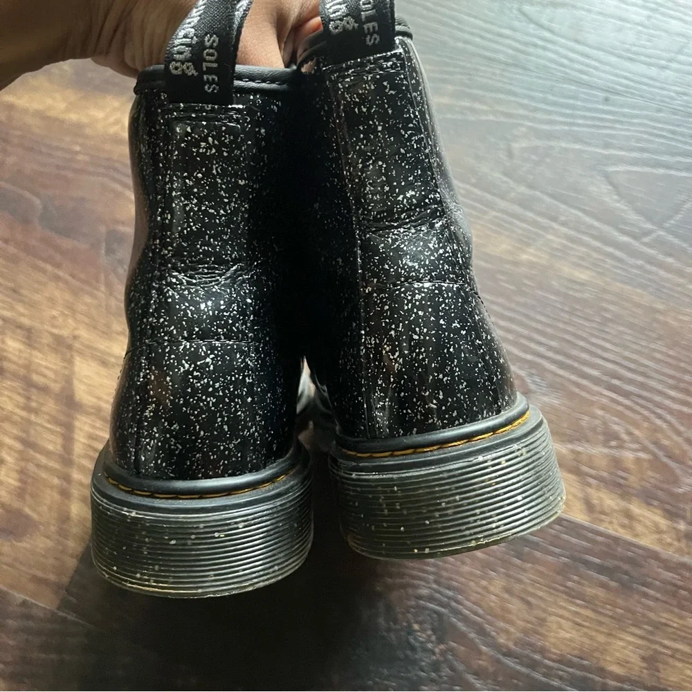 Dr martens doc black glitter lace up combat boots shoes 1460j 5L 4M 36EU